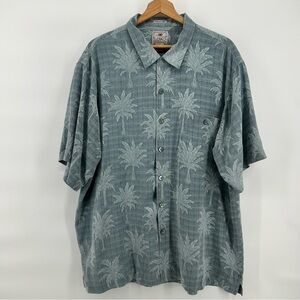 Luau‎ Finest Silk Hawaiian Shirt Mens XL 100% Silk Palm Tree Aloha Tropical Camp